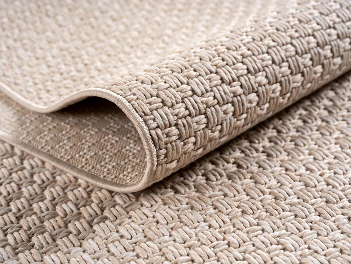 TEPPICH In-/Outdoor Flachgewebe Unifarben Polypropylen Balkon Beige Rechteckig 120x170 - Beige, Textil (120/170cm) - KADIMA DESIGN