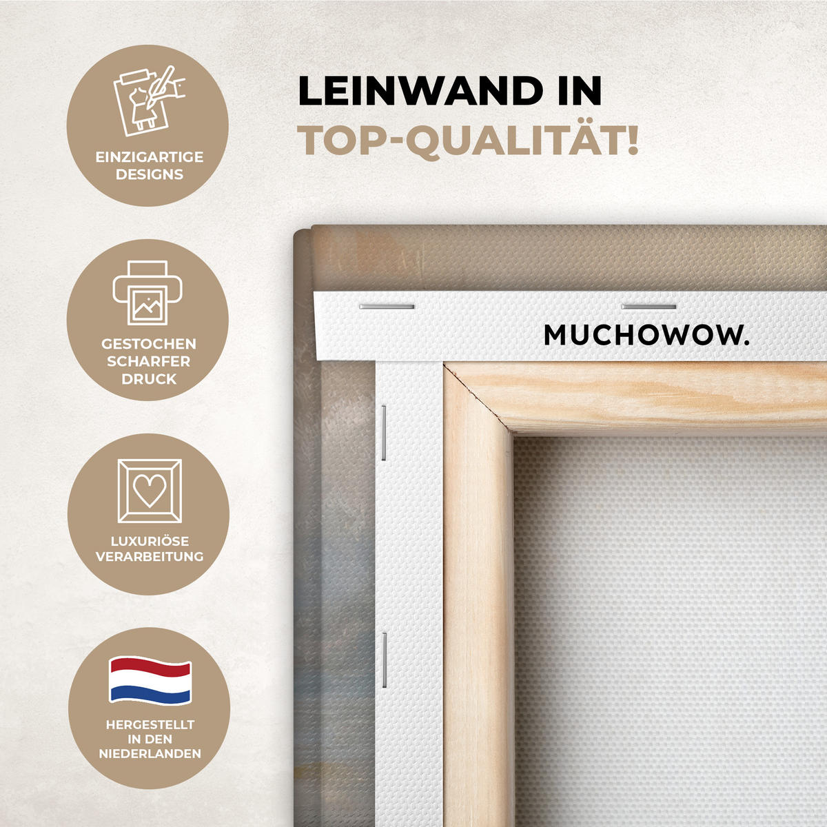 LEINWANDBILD Gemälde - Welle - Jesus - Abstrakt Deko Wohnzimmer 20x20 cm - Goldfarben, Textil (20/20cm) - MuchoWow