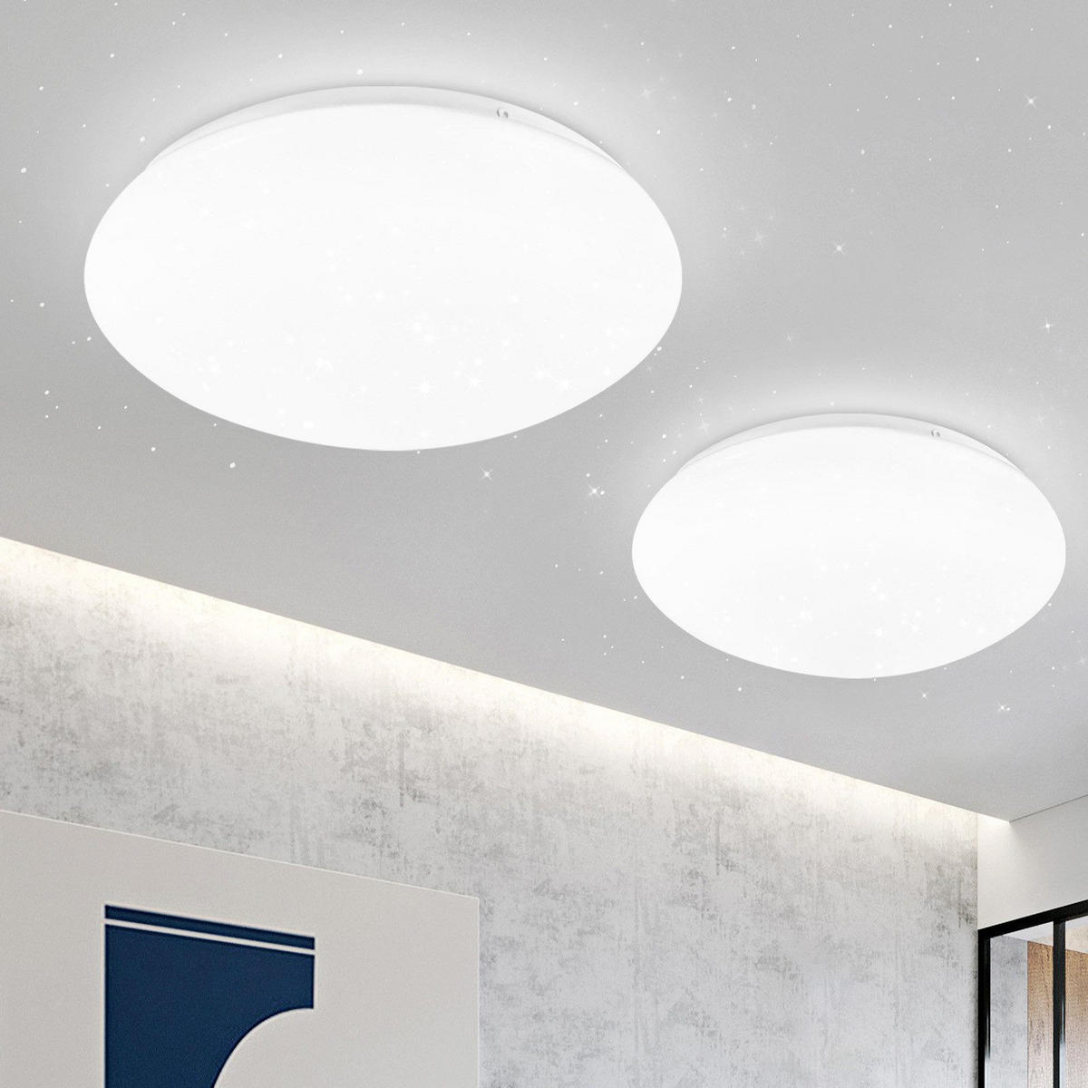 DECKENLEUCHTE LED Wohnzimmer Ø16.9CM - Weiß, Kunststoff (16/16/6.7cm) - ZMH