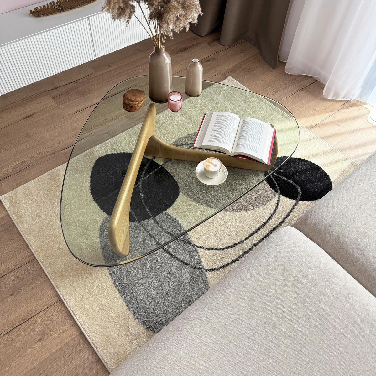 TEPPICH Beige Geometrisch In-Outdoor Pflanzlich Kurzflor Rechteckig 200 x 300 cm - Sandfarben, Textil (200/300cm) - Mazovia