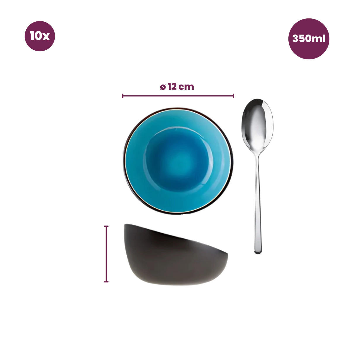 SCHÜSSEL Kleine n Streetfood ø 12 cm / 350 ml - 10 Stück - Multicolor, Keramik - Cosy & Trendy