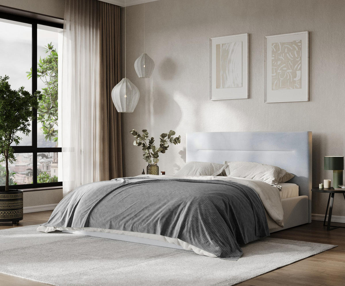 POLSTERBETT Liline 140/200 cm Hellgrau im Paros Stoff - Hellgrau/Schwarz, Holz/Holzwerkstoff (140/200cm) - AltaBeds