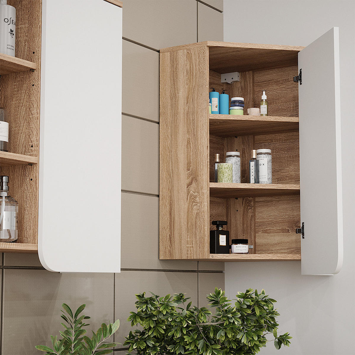 ECKHÄNGESCHRANK Karen Sonoma/Weiß 42.4 x 75 cm - Weiß/Sonoma Eiche, Holzwerkstoff (42.4/75/42.4cm) - Vicco