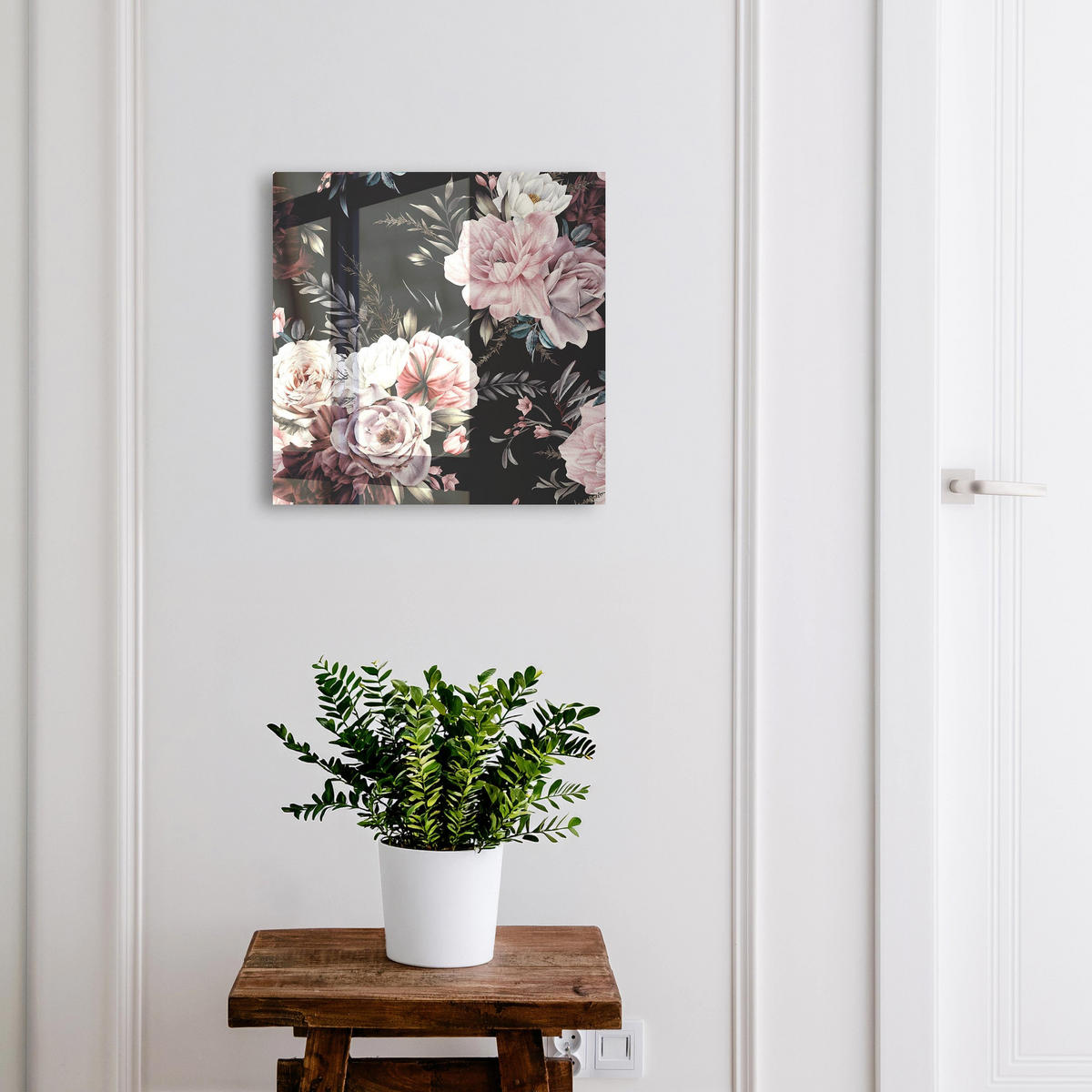 SCHLÜSSELBOX Schwarz 30x30 cm- Türöffnung nach rechts - Blumenzauber - Pink, Metall (30/30/5cm) - TULUP