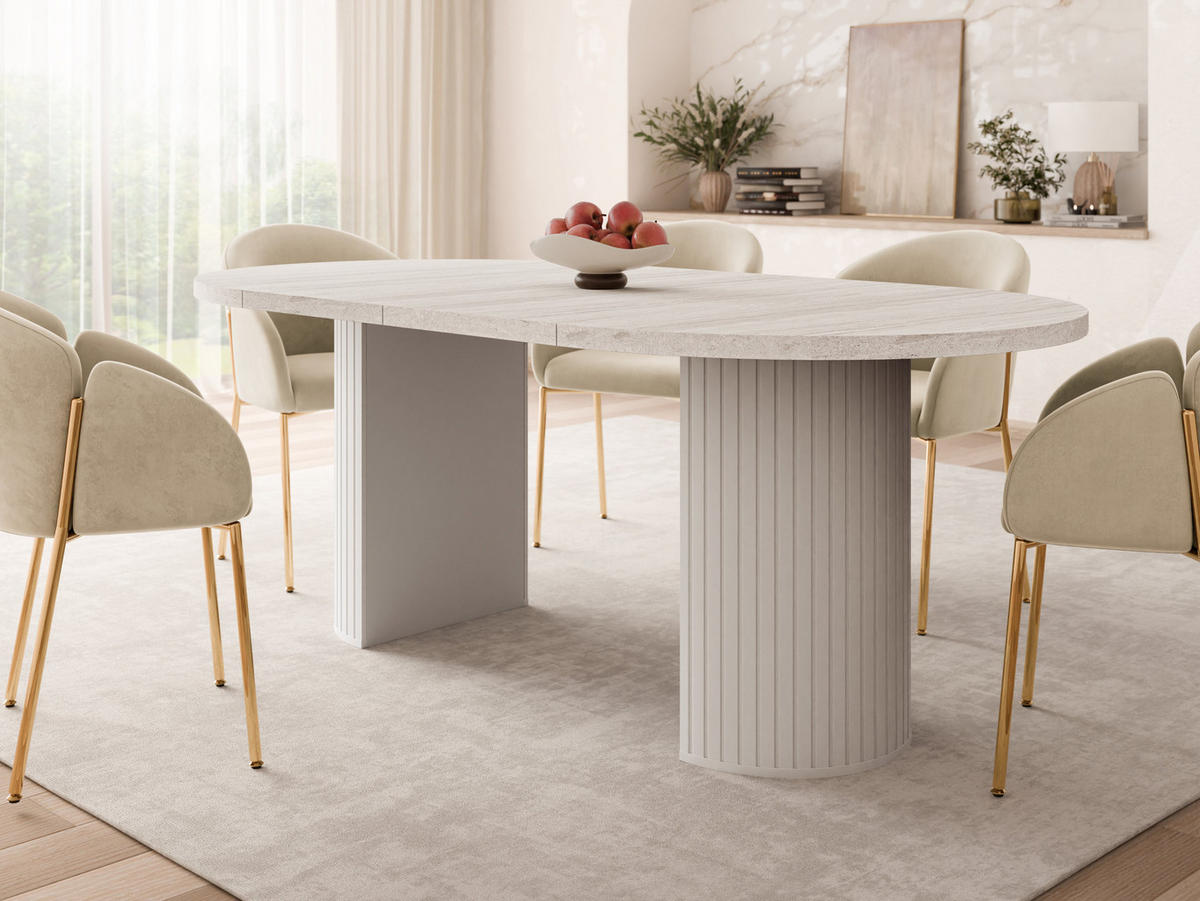 ESSTISCH Ovalio - Sandfarben/Beige, Holzwerkstoff (100/100/75cm) - MIRJAN24