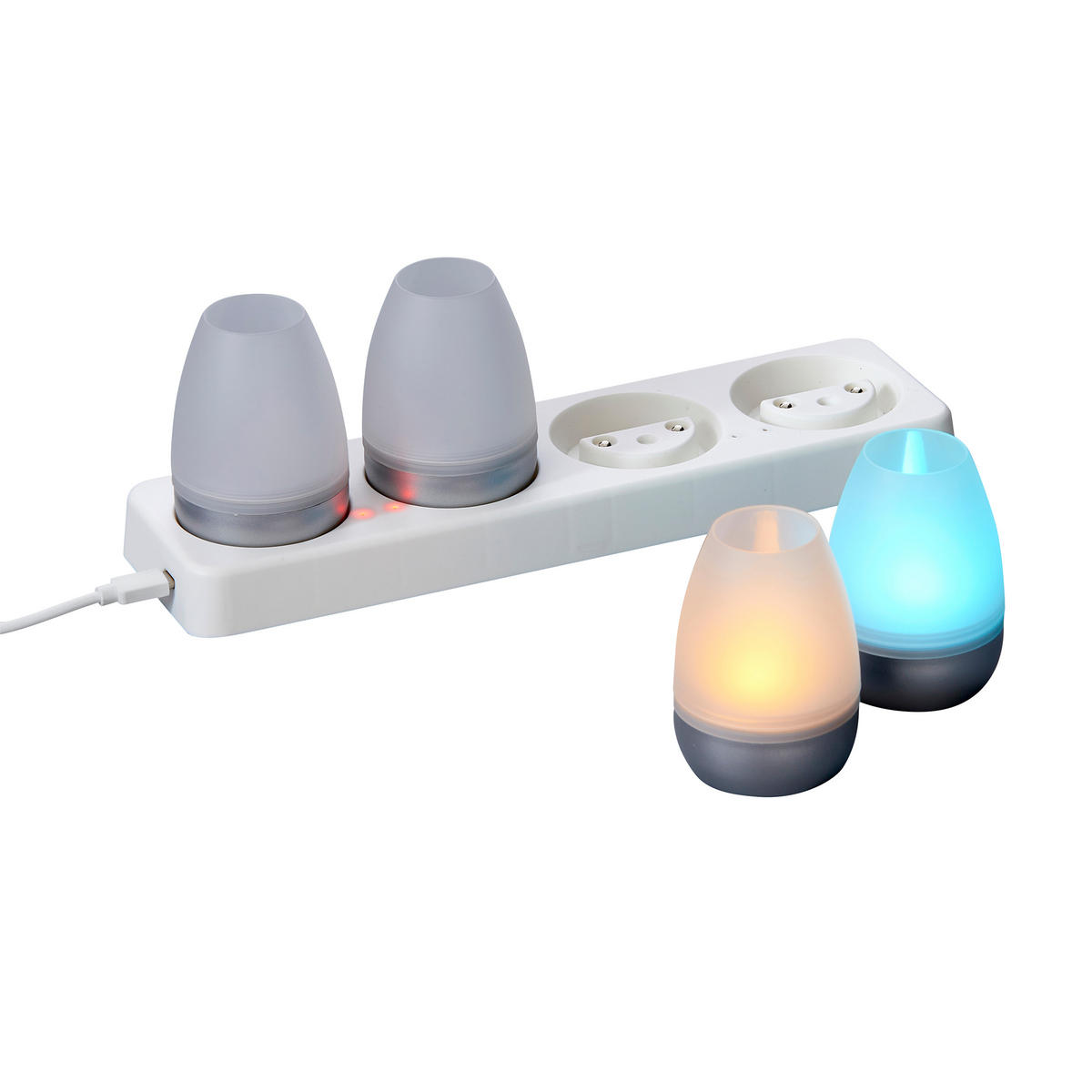 LED-AKKU-LOUNGE-LICHTER 4er-Set mit Touchsensor Kabellos für Innen und Außen RGBW Flackereffekt Silber Matt - Silberfarben, Kunststoff (5/5/7cm) - Northpoint