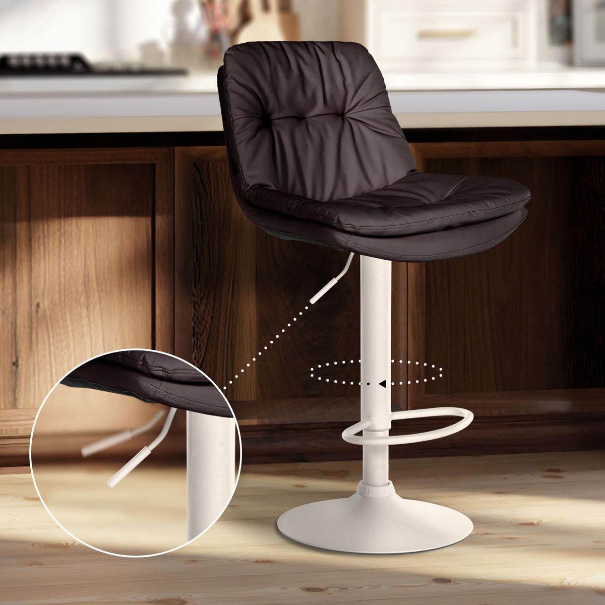 BARHOCKER Lederlook braun - Schwarz/Braun, Textil (46/92/54cm) - CLP
