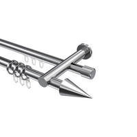 RUNDROHR-INNENLAUF-GARDINENSTANGEN-SET Platon Savio 120 cm, 2-läufig, 20 mm Ø Chrom - Chromfarben, Metall (120cm) - INTERDECO