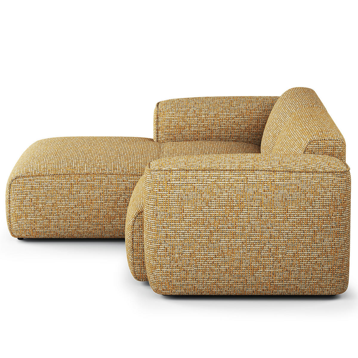 ECKSOFA mit XL-Longchair - Schwarz/Honig, Kunststoff/Textil (260/171cm) - home24