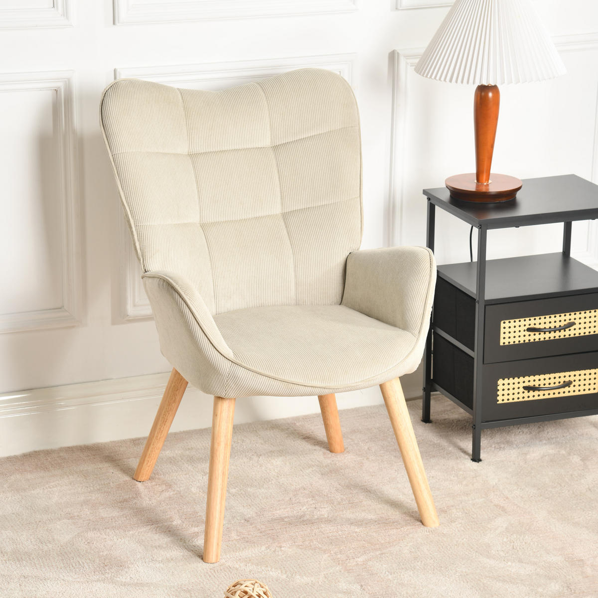 SESSEL Stoff grau - Kirschbaumfarben/Grau, Holz/Textil (61/92/69cm) - Urban Meuble