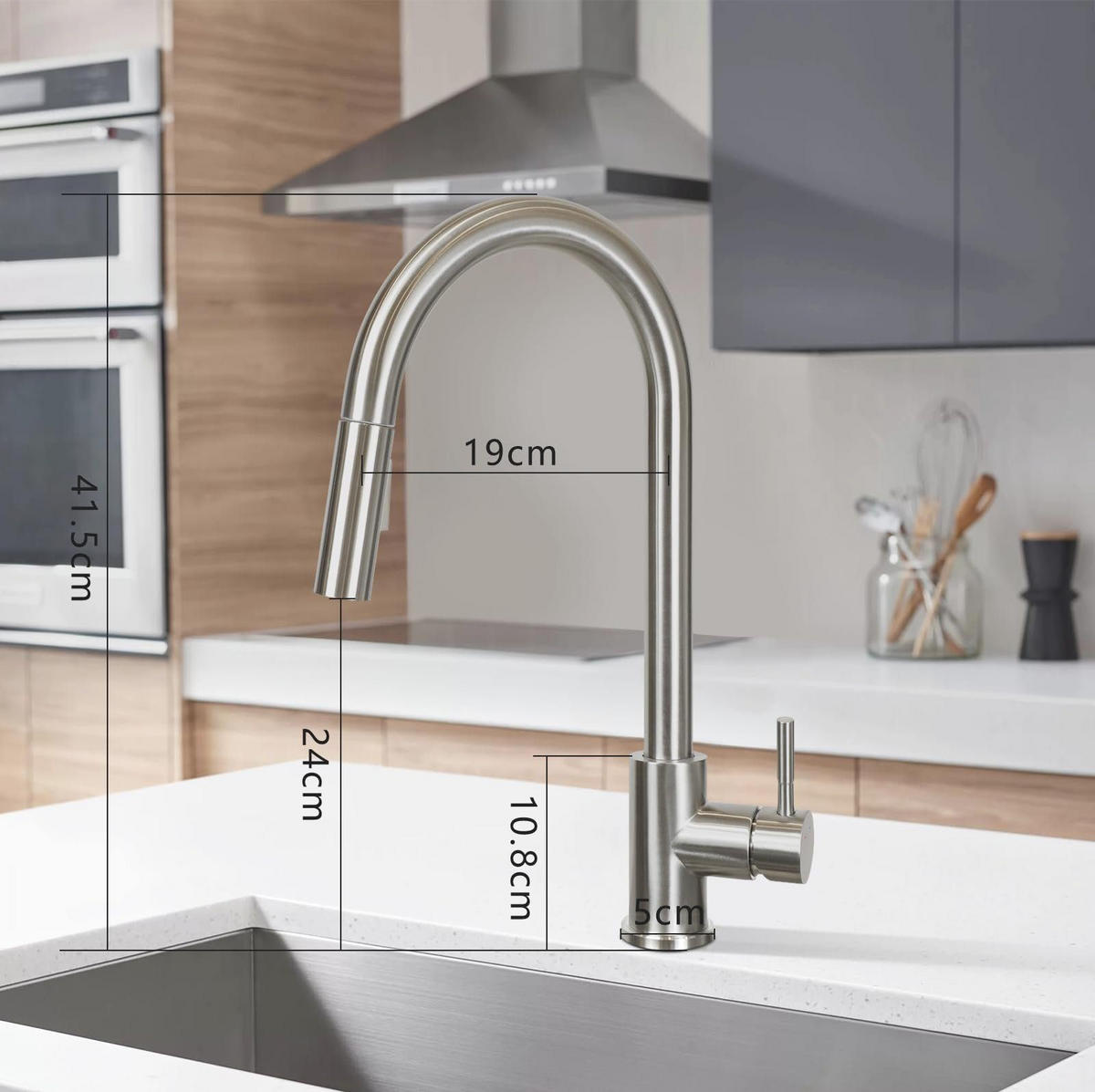 KÜCHENARMATUR Bachor 5/43/27 cm - Silberfarben, Metall (5/43/27cm) - ZMH