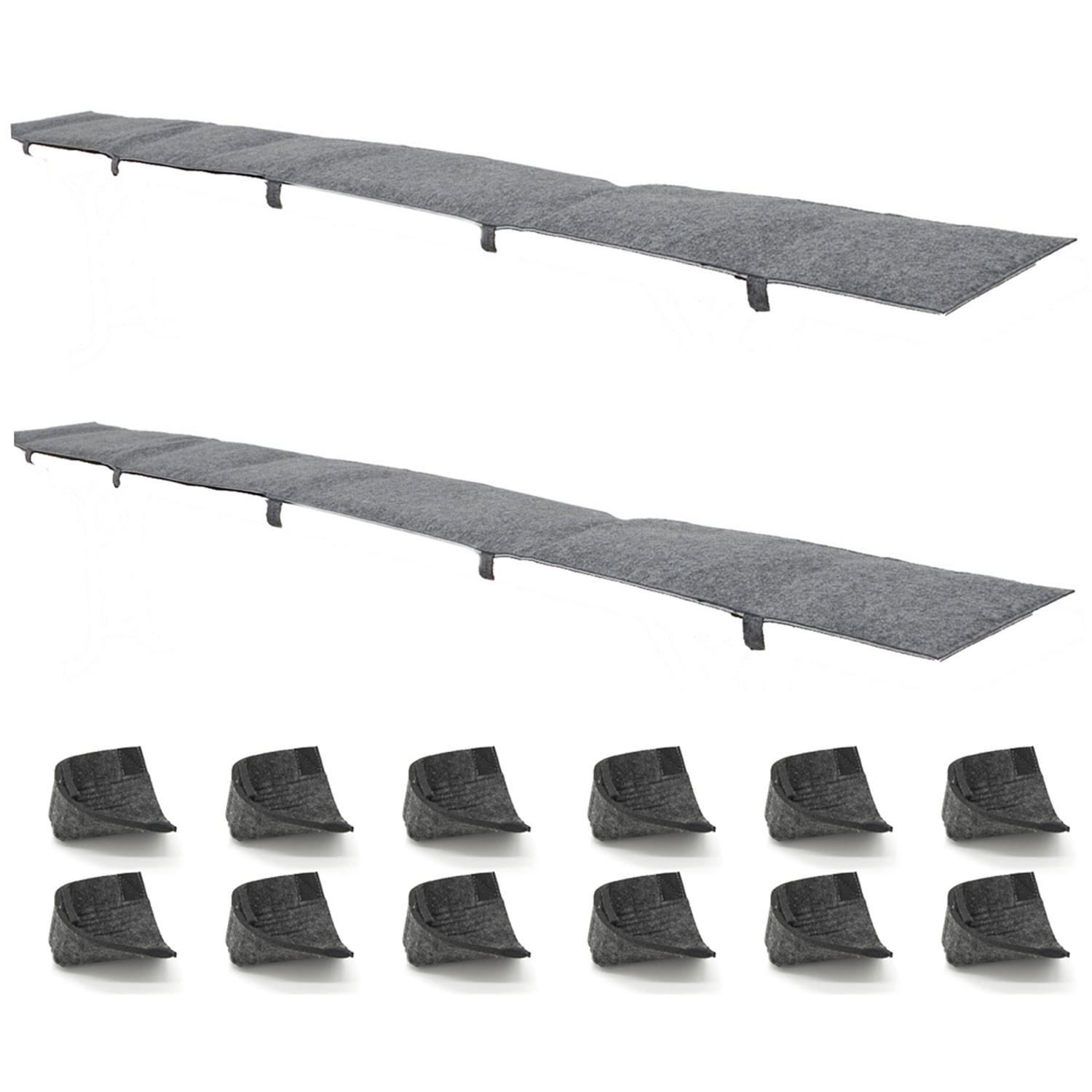 2ER Set Bierbankauflage Filz 220x25cm mit Bodenschoner - 1cm Sitzkissen Garten - Grau, Kunststoff (25/1/220cm) - Dunedesign