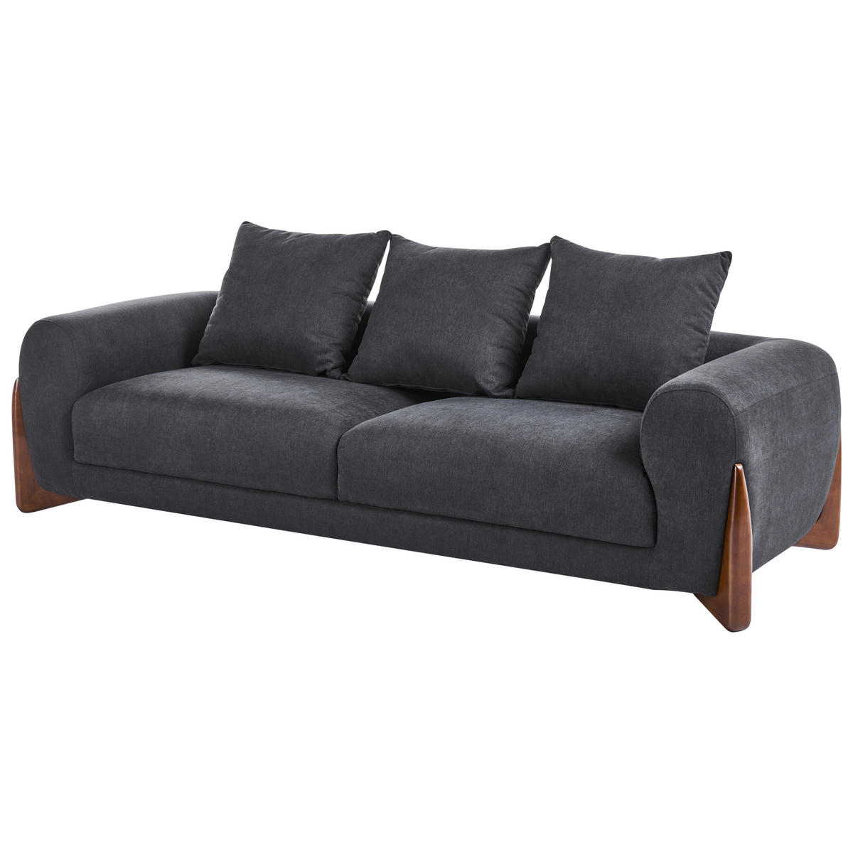 3-SITZER-SOFA Schwarz Vinliden - Schwarz/Braun, Textil (217/62/87cm) - Beliani