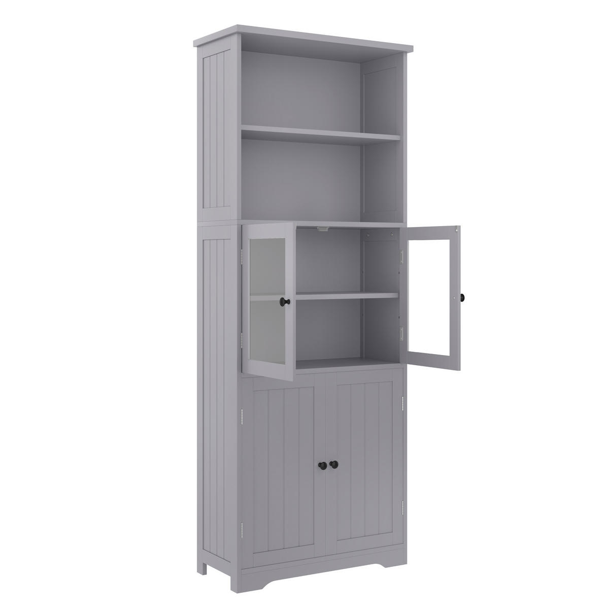 HOCHSCHRANK mit 4 Türen, feuchtigkeitsbeständiger Lack, 57,5/28,5/160 cm, Grau - Grau, Holzwerkstoff (57.4/160/28.5cm) - Redom