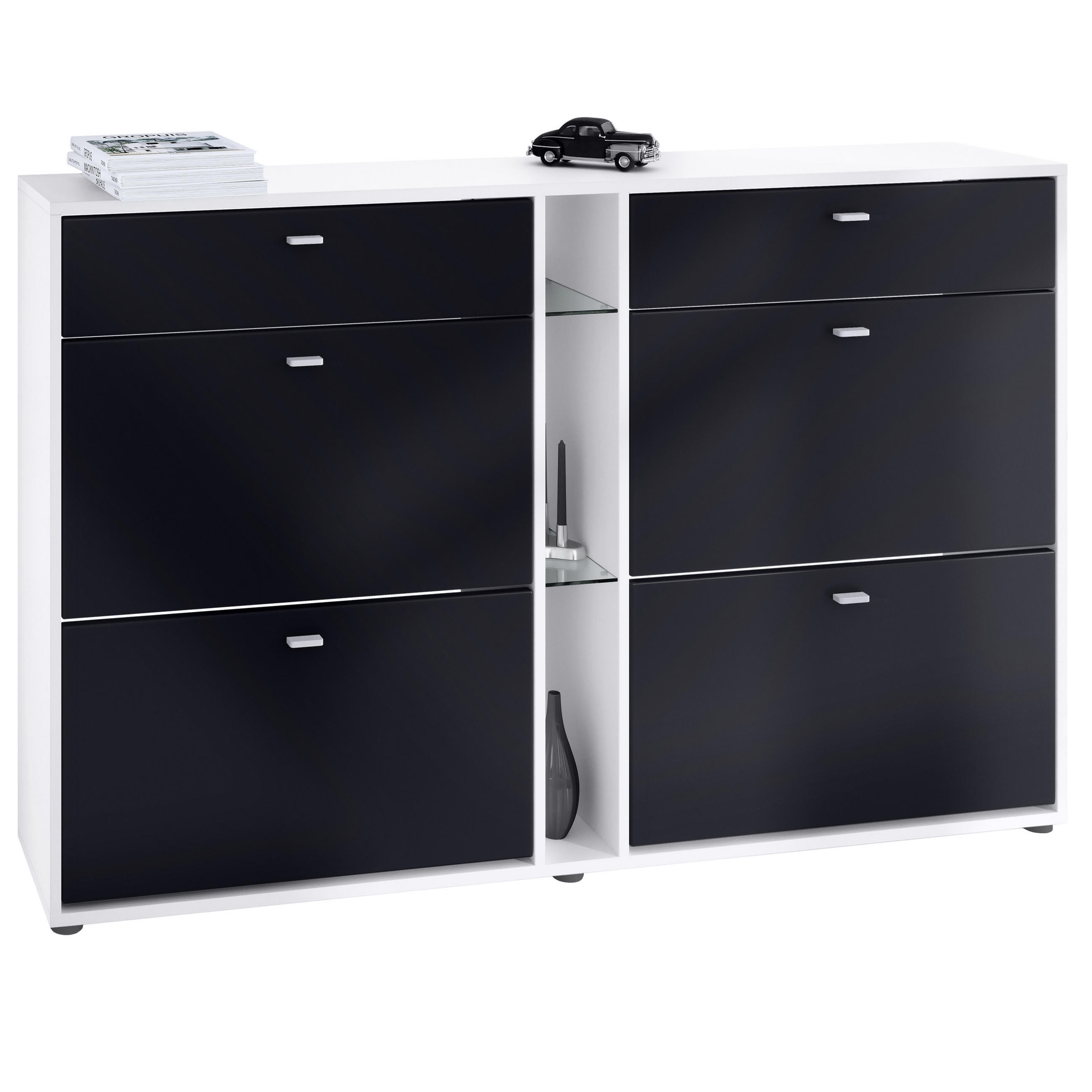 SCHUHSCHRANK Today Fronten in Schwarz matt - Schwarz, Holzwerkstoff (155.5/95/28cm) - Vladon
