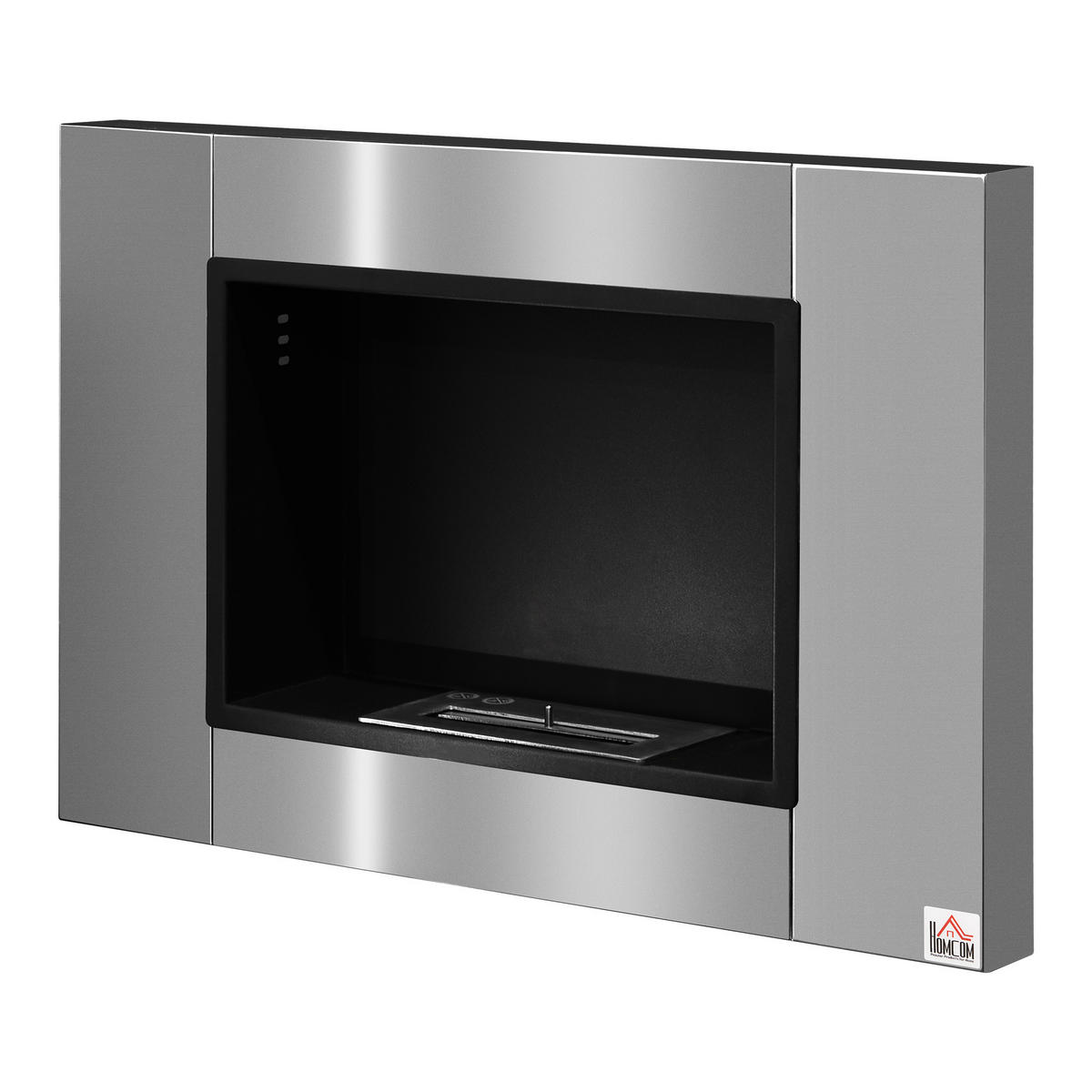 ETHANOL-KAMIN, 0,9 L, 3 Stdn., kein Rauch, Edelstahl, 80 x 14 x 54 cm - Silberfarben, Metall (14/54/80cm) - HOMCOM