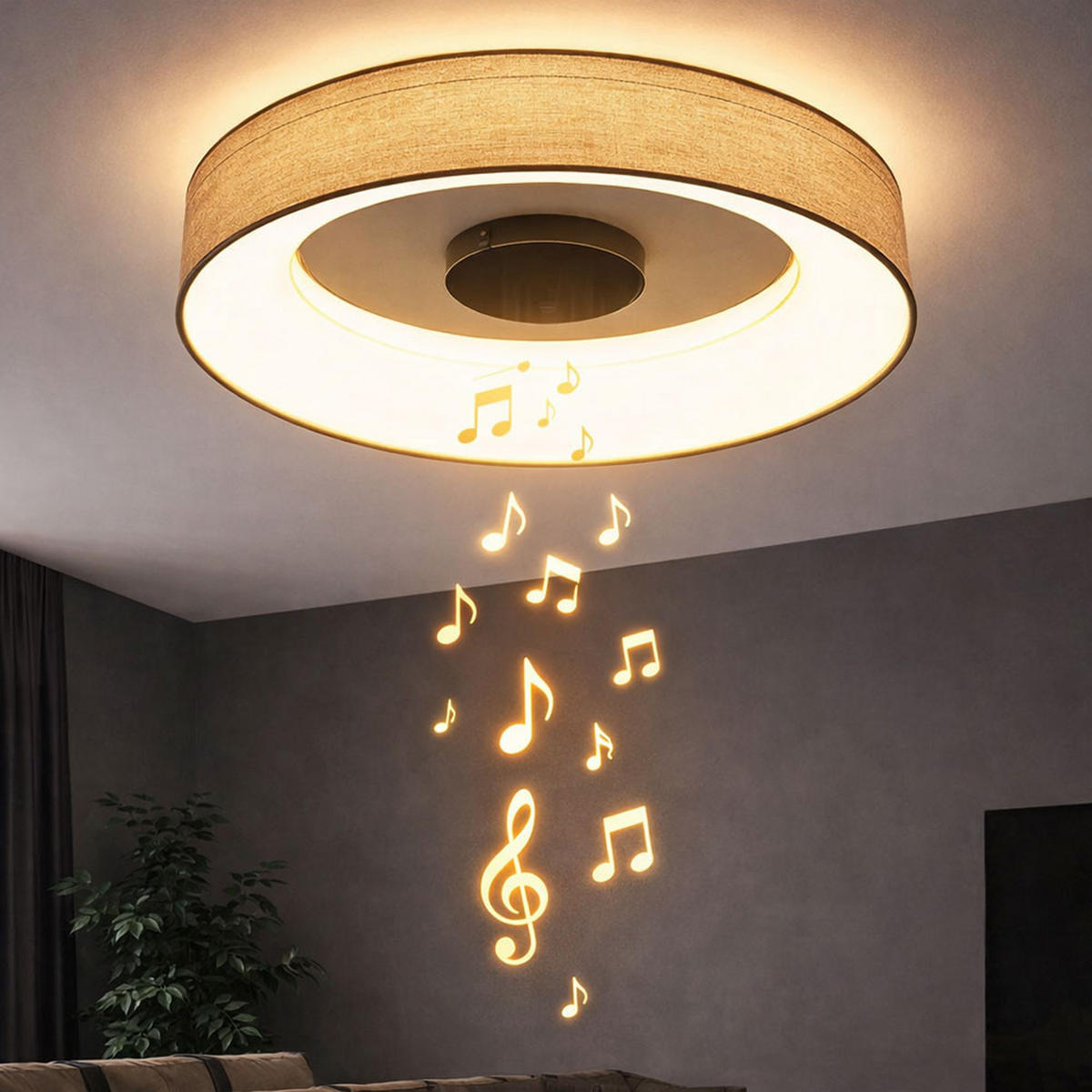 LED DECKENLEUCHTE Textil Grau Metall - Grau, Metall (46.8/46.8/9.8cm) - Globo Lighting