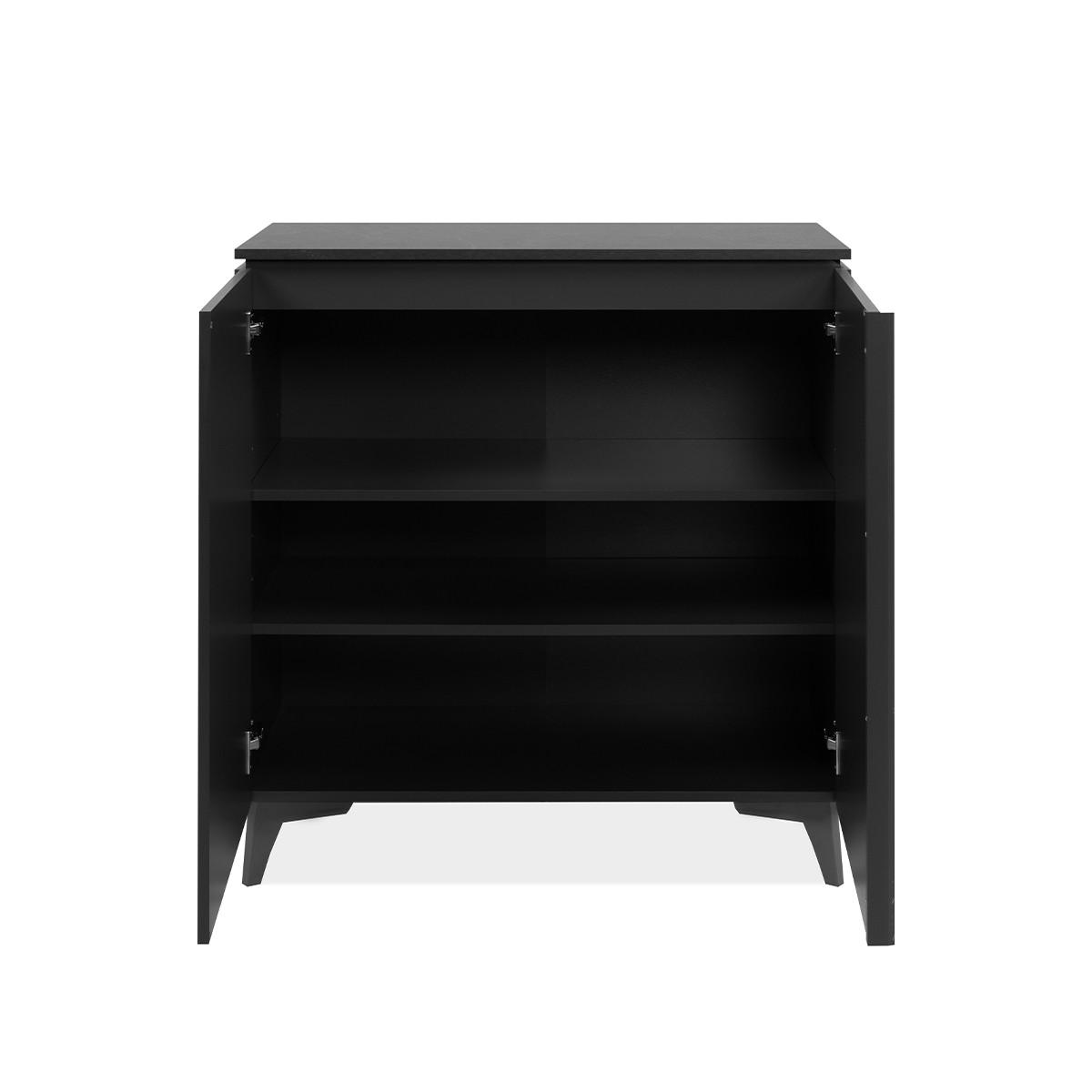 SIDEBOARD 2 Türen L88 cm - BERTRIX - Schwarz, Holzwerkstoff (88/92/40cm) - Finori GmbH