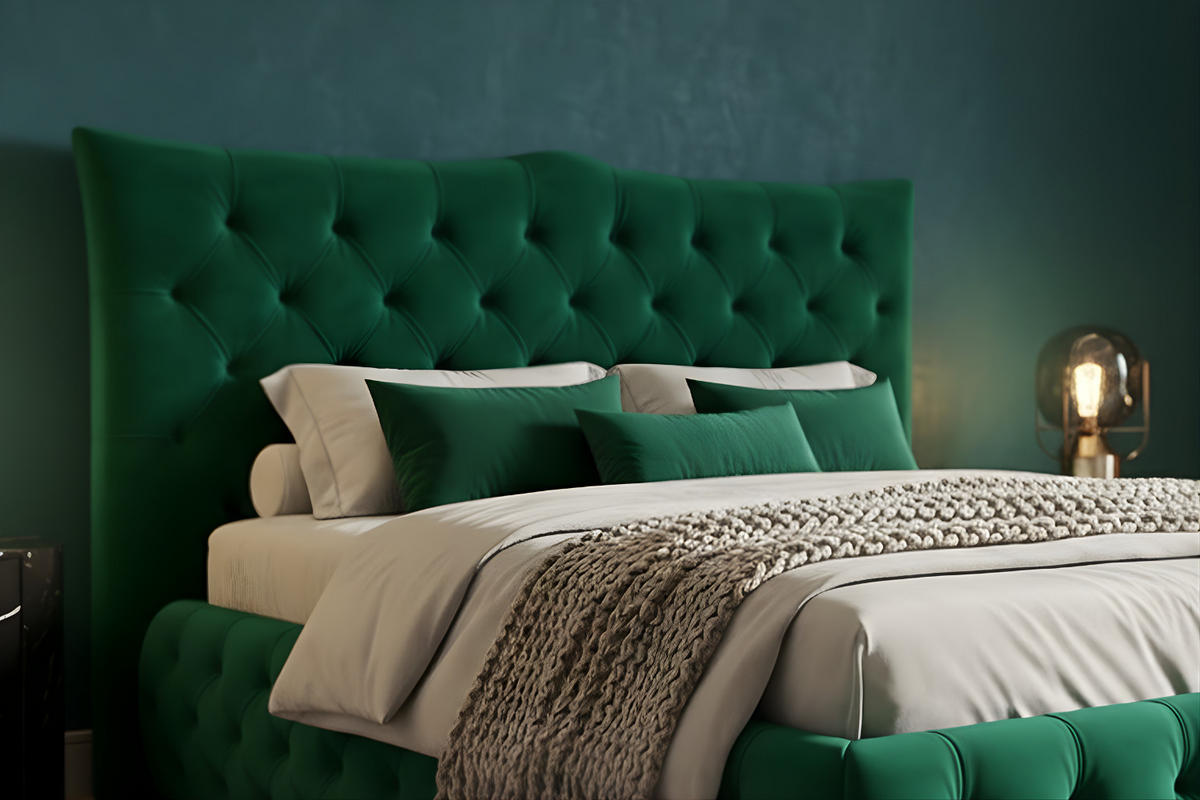 POLSTERBETT BERTINI Grün Velvet - Grün, Textil (180/200cm) - KAWOLA