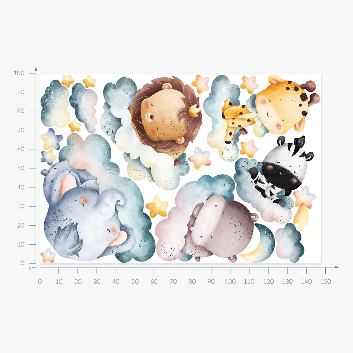 WANDAUFKLEBER 100x148cm - Schlafende Tiere - Multicolor, Kunststoff (100/148/0.1cm) - Wallfluent