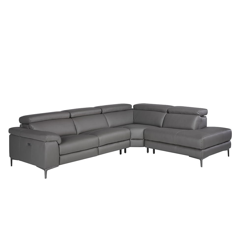 ECKSOFA Dunkelgrau Schwarz 295/232/97 cm - Dunkelgrau/Schwarz, Leder (295/232cm) - ANGEL CERDA