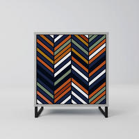 SIDEBOARD VIBRANT PATCHWORK, Grau, 57,5x42x67,5 cm, Schwarze Metall-Rahmenfüße - Multicolor/Schwarz, Holzwerkstoff/Metall (57.5/67.5/42cm) - SpaceRebels