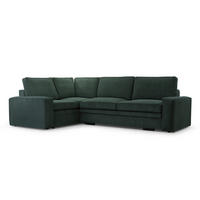 ECKSOFA L Form Treville Grün 296/196/94 cm – Links, mit Bettkasten und Schlaffunktion - Schwarz/Grün, Kunststoff/Textil (196/296cm) - AX Living