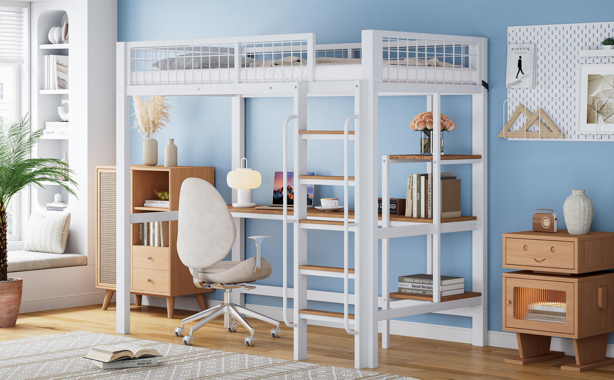 HOCHBETT 90x200 cm Tisch Regal weiß - Weiß, Metall (90/200cm) - LEBENLANG