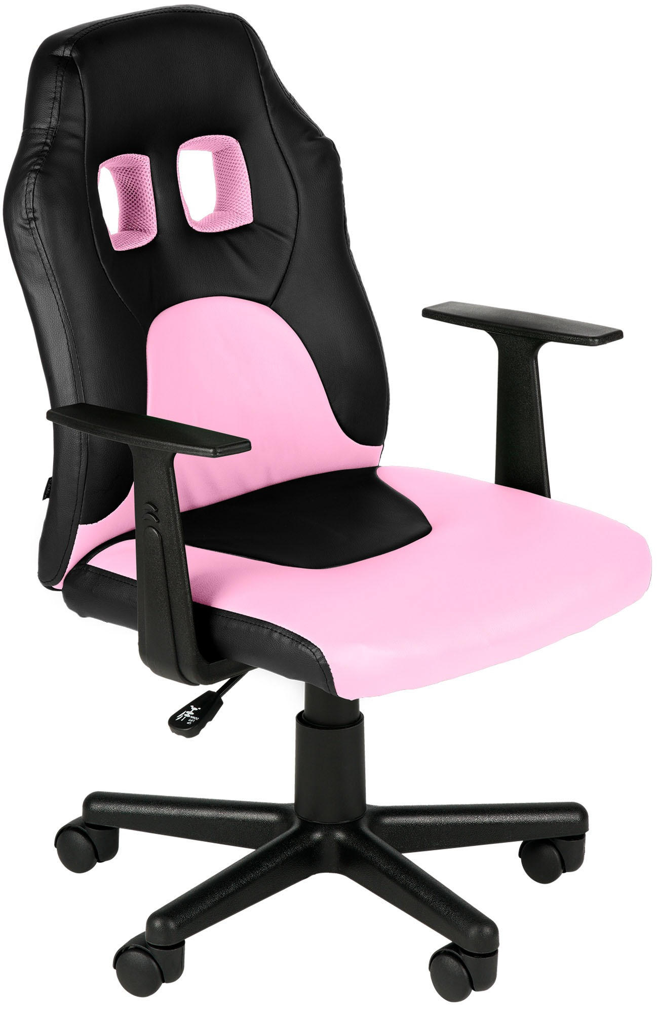 JUGENDDREHSTUHL Lederlook Schwarz/Pink - Pink/Schwarz, Kunststoff/Textil (56/83/59cm) - CLP