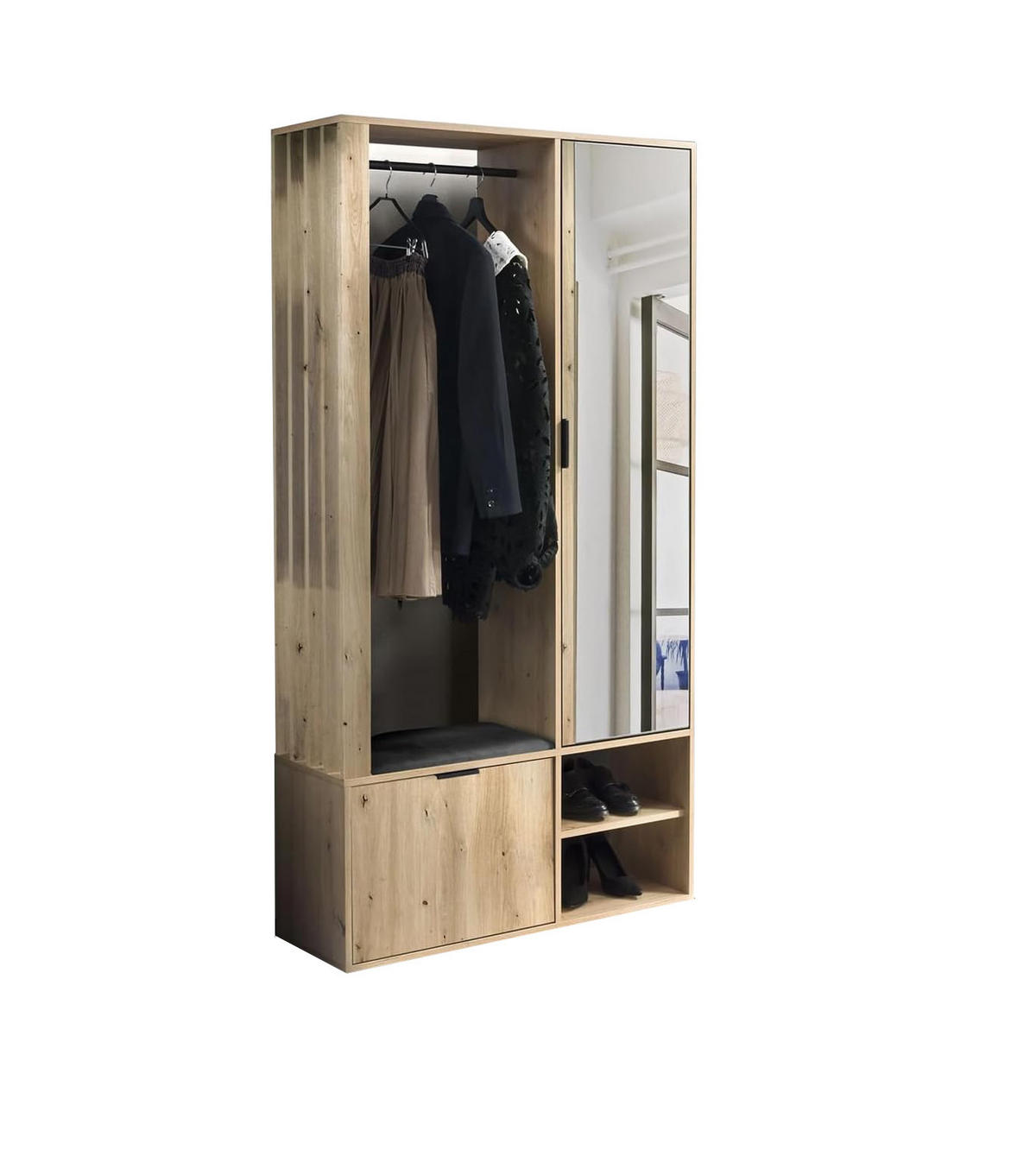 GARDEROBE Milano - Eiche Artisan, Holzwerkstoff (100/189/33cm) - Meblini