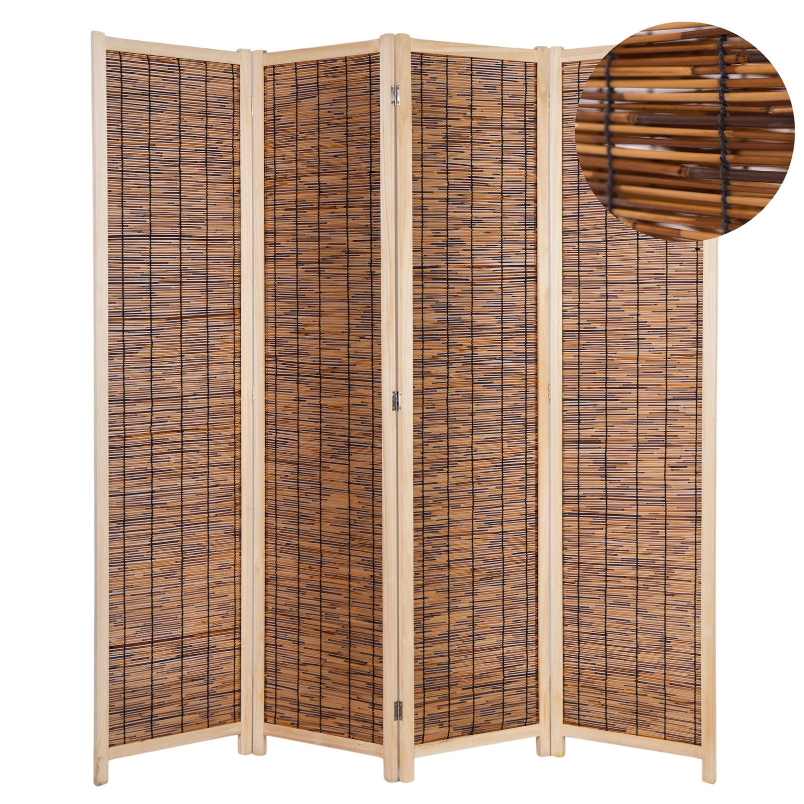 RAUMTEILER Gran Playa 4-teilig Schilfrohr dunkelbraun - Dunkelbraun, Holz (160/170/3cm) - CREEDWOOD