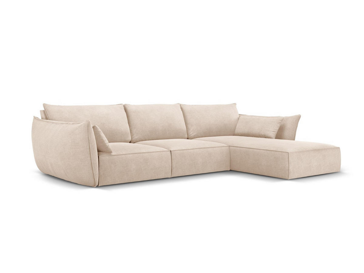 ECKSOFA rechts Kaelle aus Chenille-Stoff beige 4 Sitzplätze - Beige, Textil (171/308cm) - Micadoni