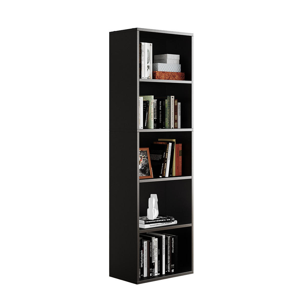 BÜCHERREGAL Bob Schwarz 40 x 132 cm mit 5 Fächern - Schwarz, Holzwerkstoff (40/132/24cm) - Vicco
