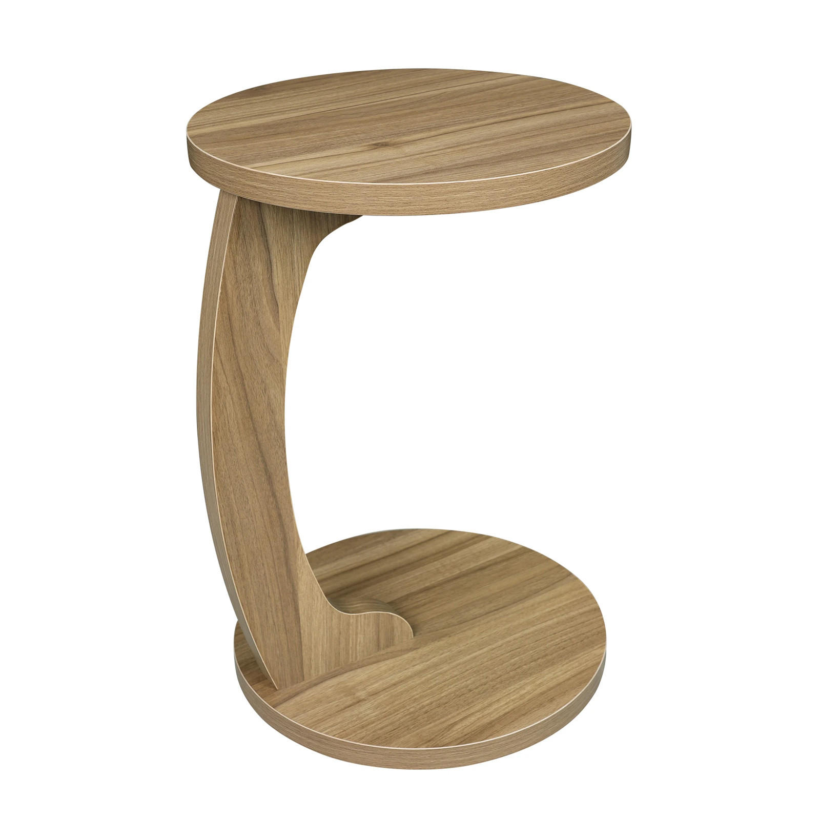 BEISTELLTISCH DE-37209 C-Form rund mit robuster Konstruktion Helle Eiche - Eichefarben, Holzwerkstoff (38/38/55cm) - ComfortXL
