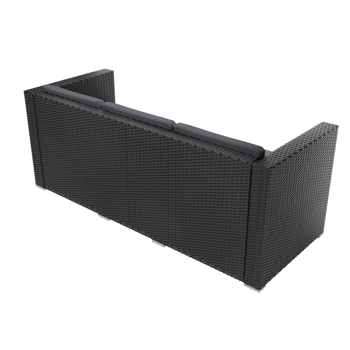 LOUNGEGARNITUR Punta Cana inkl. Abdeckung 3-tlg. - Schwarz, Kunststoff - Juskys