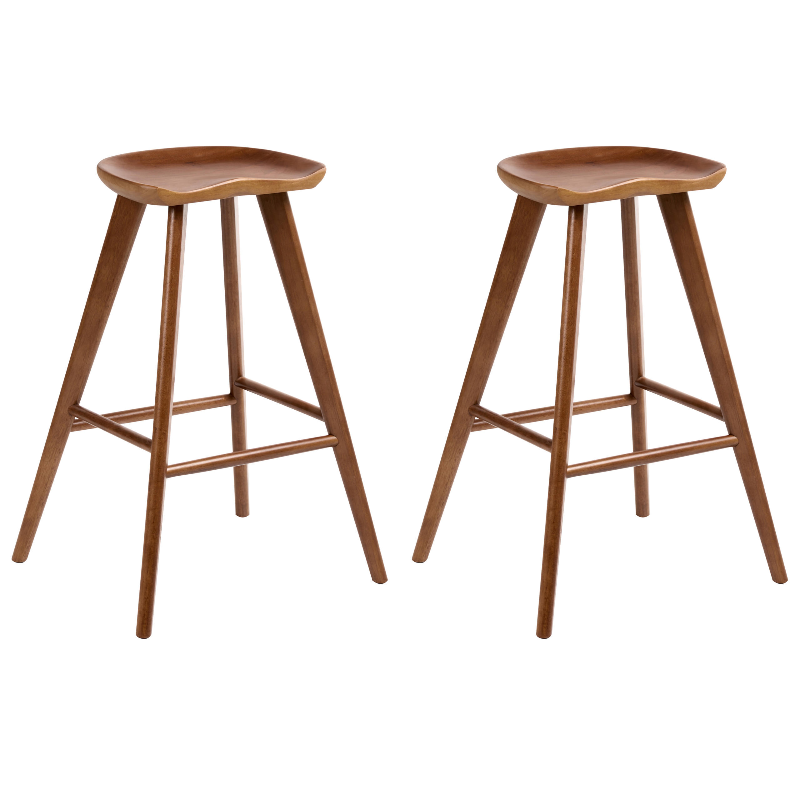 BARHOCKER 2er-Set BraunCando - Braun, Holz (52/74/45cm) - Beliani
