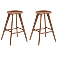 BARHOCKER 2er-Set BraunCando - Braun, Holz (52/74/45cm) - Beliani