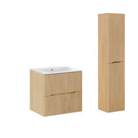BADMÖBEL 60.2cm Isaline 2er-Set Helle Eiche - Braun, Holzwerkstoff (60.2/57/46cm) - Petits-meubles