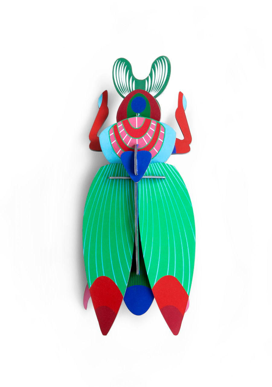 WANDDEKO Skarabäus 12/9 cm - Rot/Grün, Wellpappe (12/9/29cm) - KUNSTLOFT