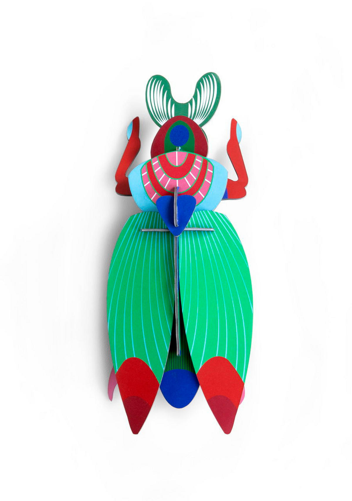 WANDDEKO Skarabäus 12/9 cm - Rot/Grün, Wellpappe (12/9/29cm) - KUNSTLOFT