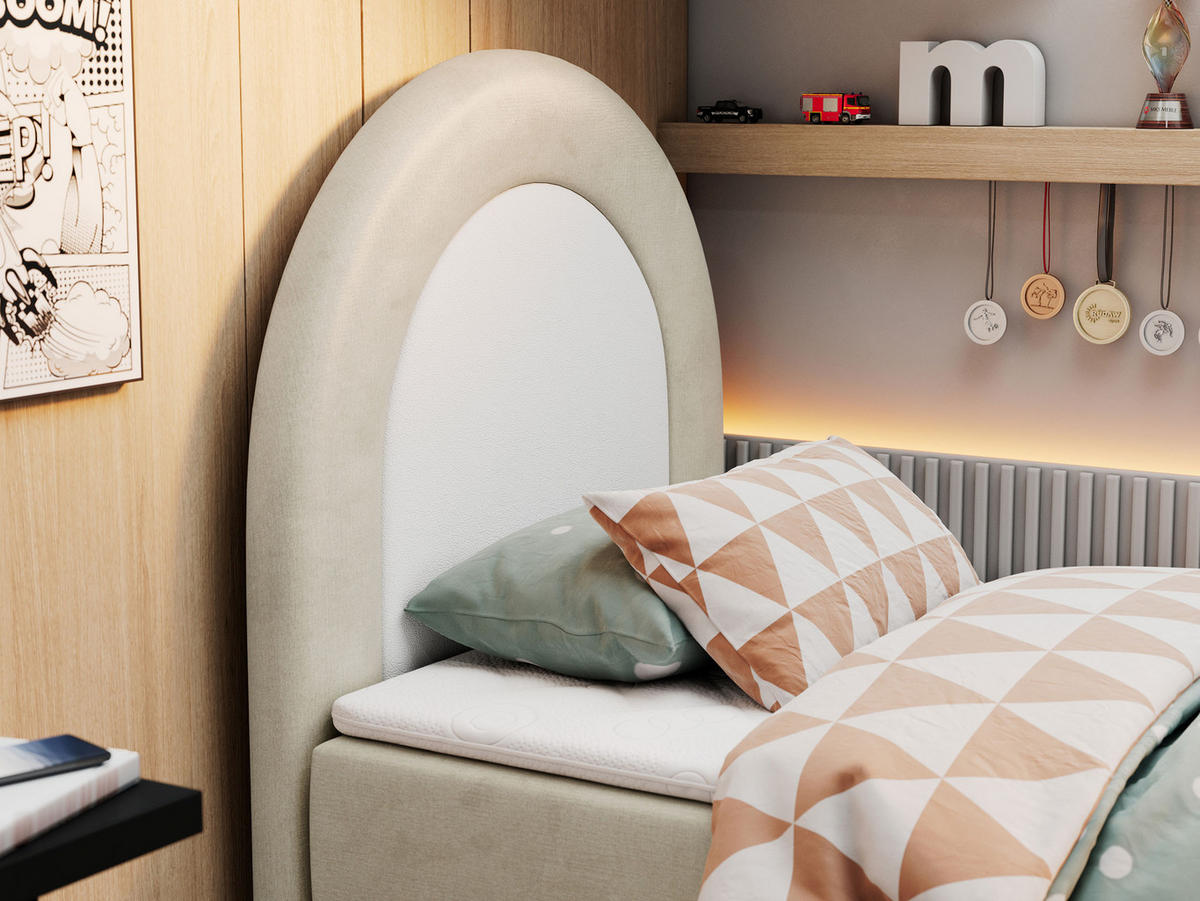 BOXBETT NEST 90/180 Beige Velvet hydrophob - H3 - Beige, Holz/Textil (90/180cm) - MKS