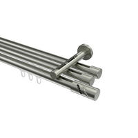 INNENLAUF-GARDINENSTANGEN-SET Siteno Zoena 180 cm, 3-läufig, 20 mm Ø Edelstahl-Optik - Edelstahlfarben, Metall (180cm) - INTERDECO