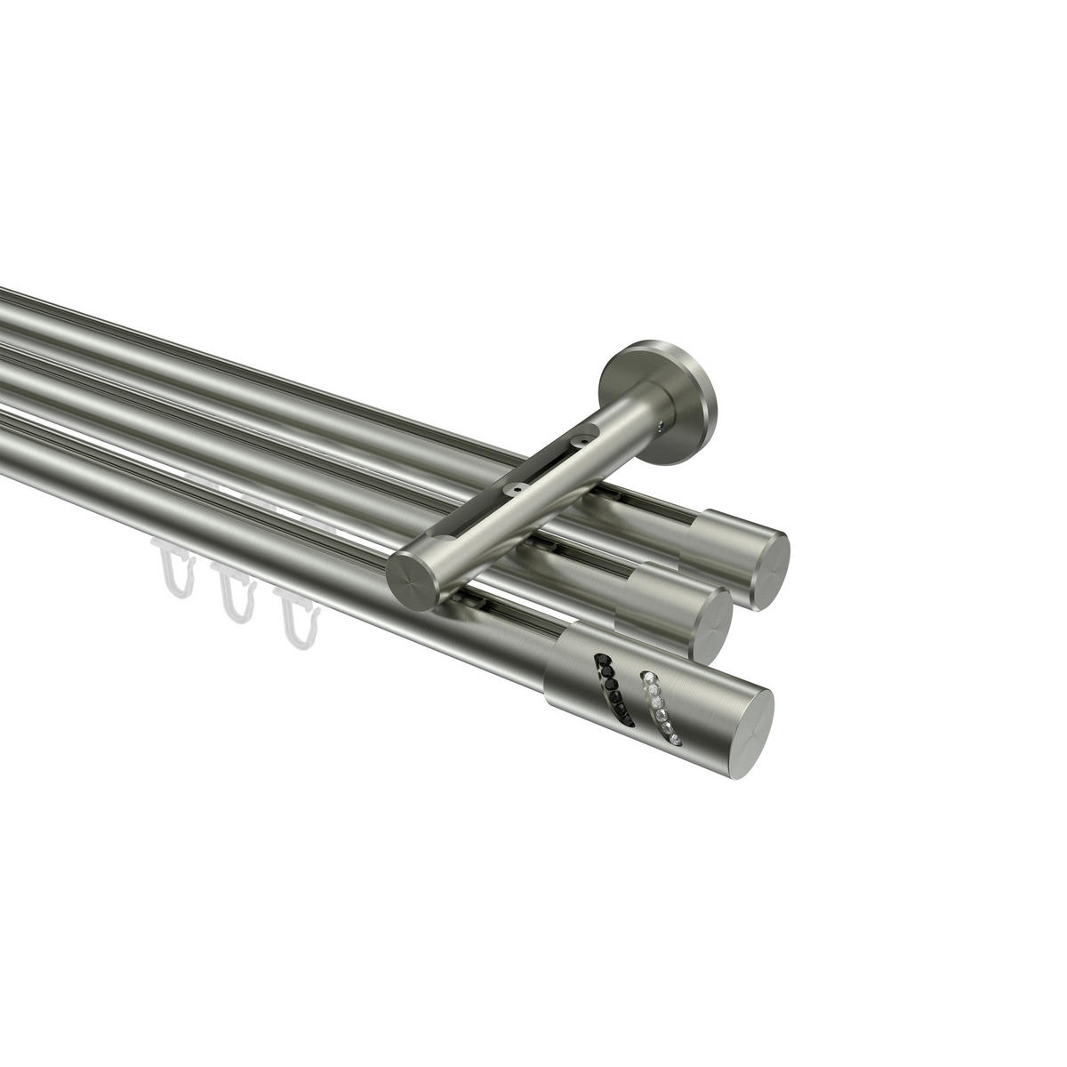 INNENLAUF-GARDINENSTANGEN-SET Siteno Zoena 180 cm, 3-läufig, 20 mm Ø Edelstahl-Optik - Edelstahlfarben, Metall (180cm) - INTERDECO