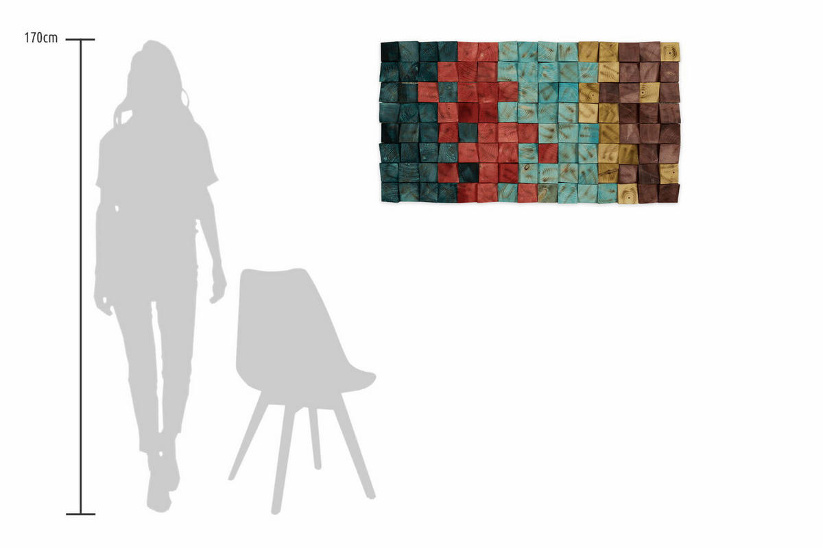 HOLZBILD Bunt 102/55 cm - Multicolor, Holz (6.5/55cm) - KUNSTLOFT