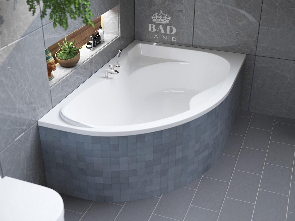 BADEWANNE Eckwanne DORA 170/110 Rechts Ablauf & Füße - Weiß, Kunststoff (110/59.5/170cm) - bad land