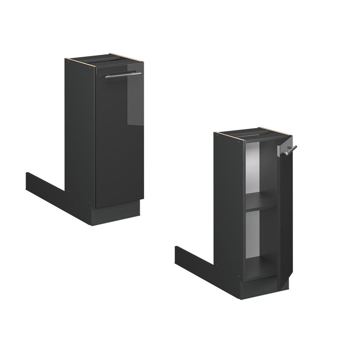 KUCHYŇSKÝ OSTROV Fame-Line Antracitový vysoký lesk - antracitová/vysoce lesklá černá, kompozitní dřevo (30/82/70cm) - Vicco