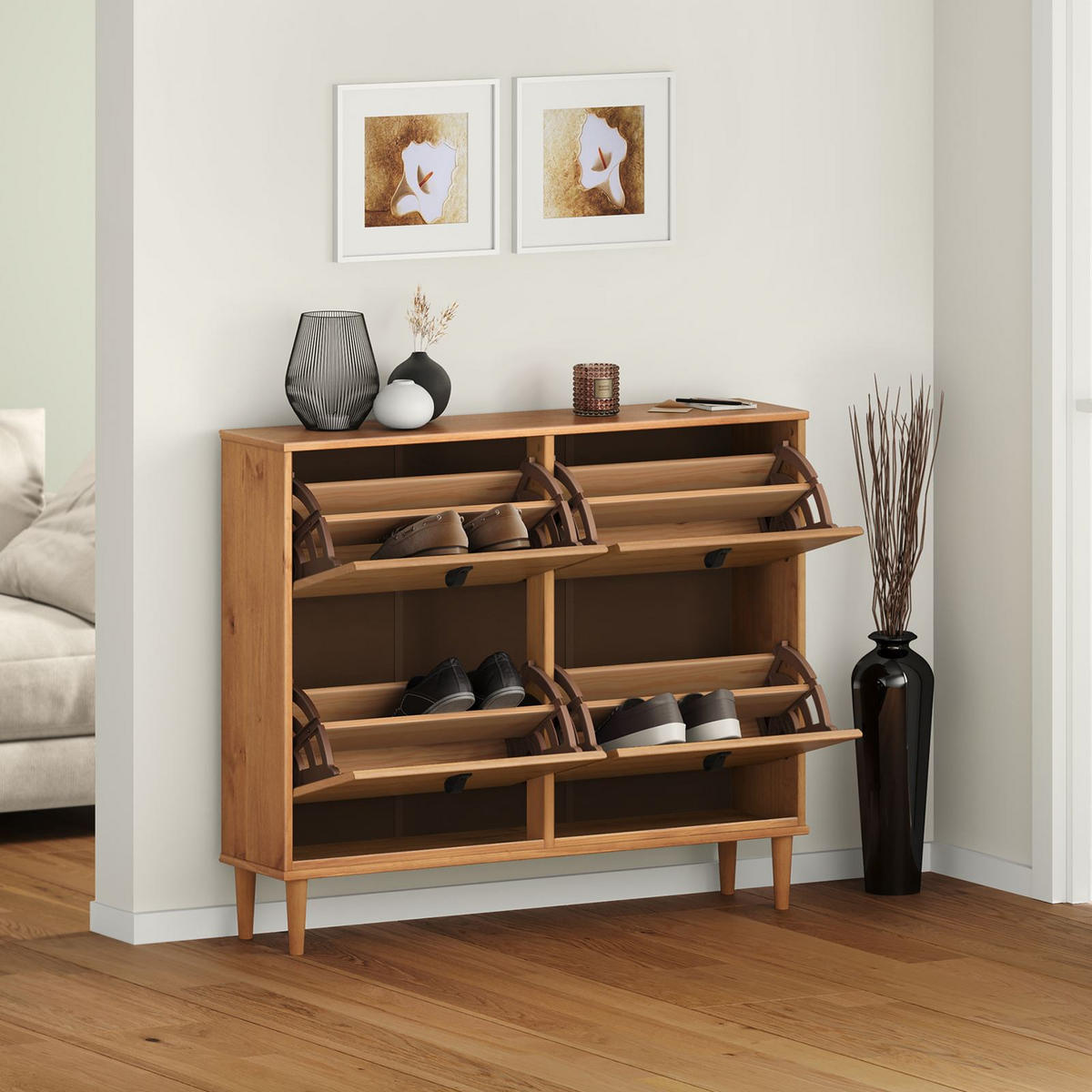 SCHUHKIPPER MIKKA Eiche - Eichefarben, Holz (107/92/25cm) - IDIMEX