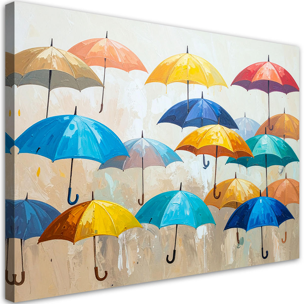 LEINWANDBILD Bunte Regenschirme 100x70cm - Multicolor, Textil (100/70cm) - Feeby