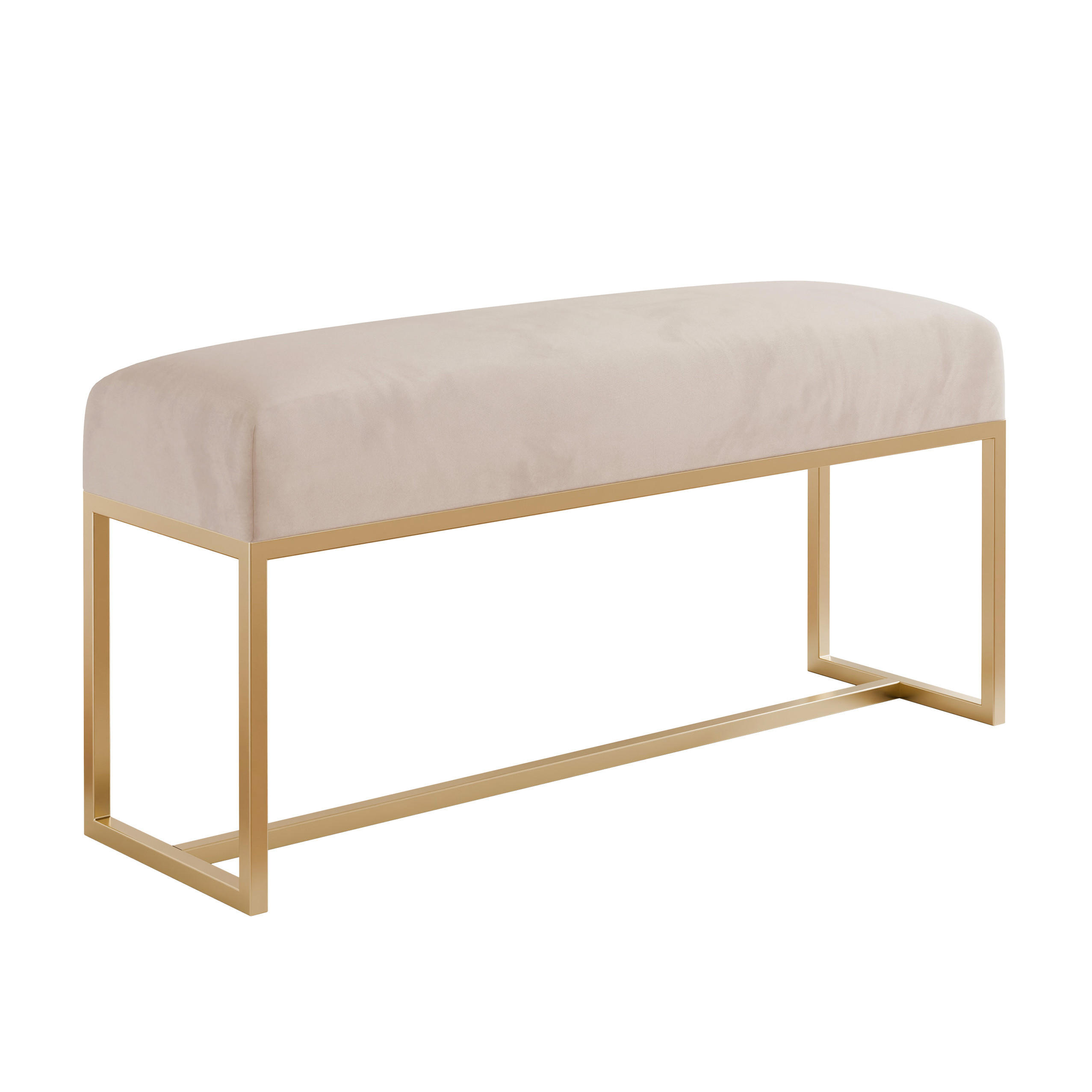 POLSTERBANK MUSE 90 cm Gold / Beige ,Metallgestell - Beige, Metall (90/47/30cm) - Idohome