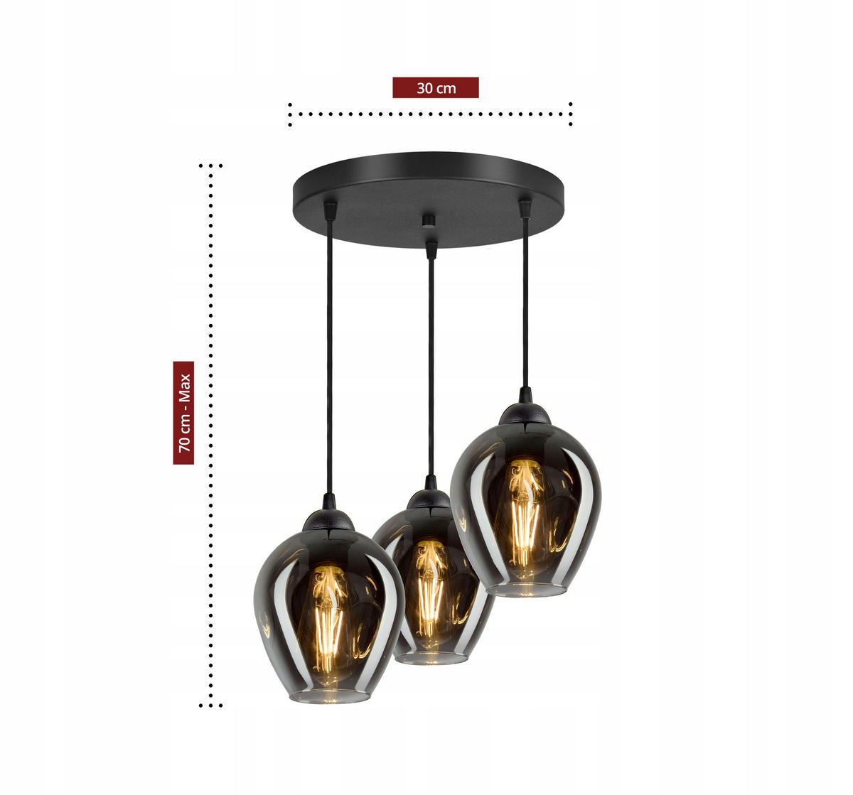PENDELLEUCHTE Hegel - Transparent/Anthrazit, Glas/Metall (35/35/80cm) - kiki design
